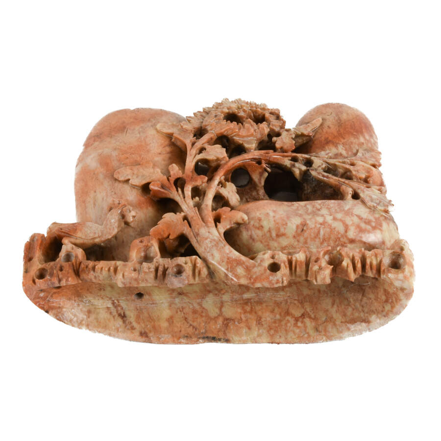 Chinese Carved Soapstone Double Brush Pot-7