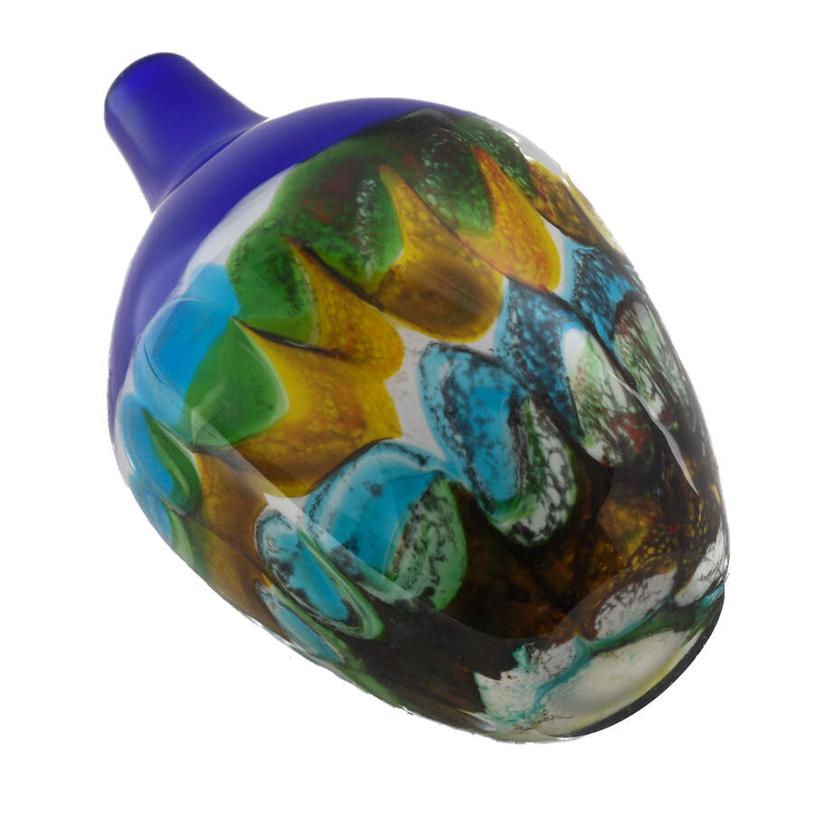 Cobalt and Abstract Design Art Glass Vase-4