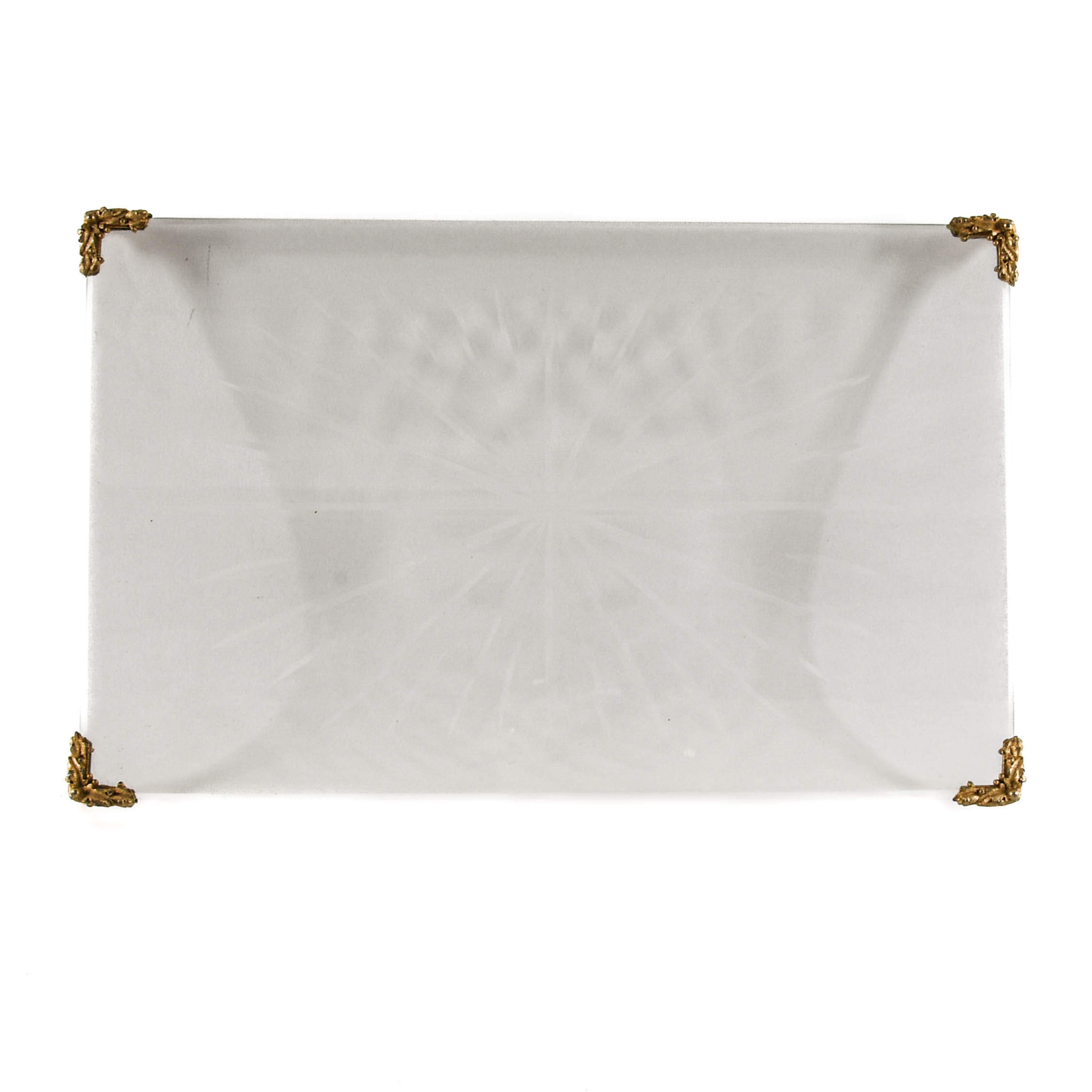 Crystal and Brass Footed Dresser Tray Plateau-6