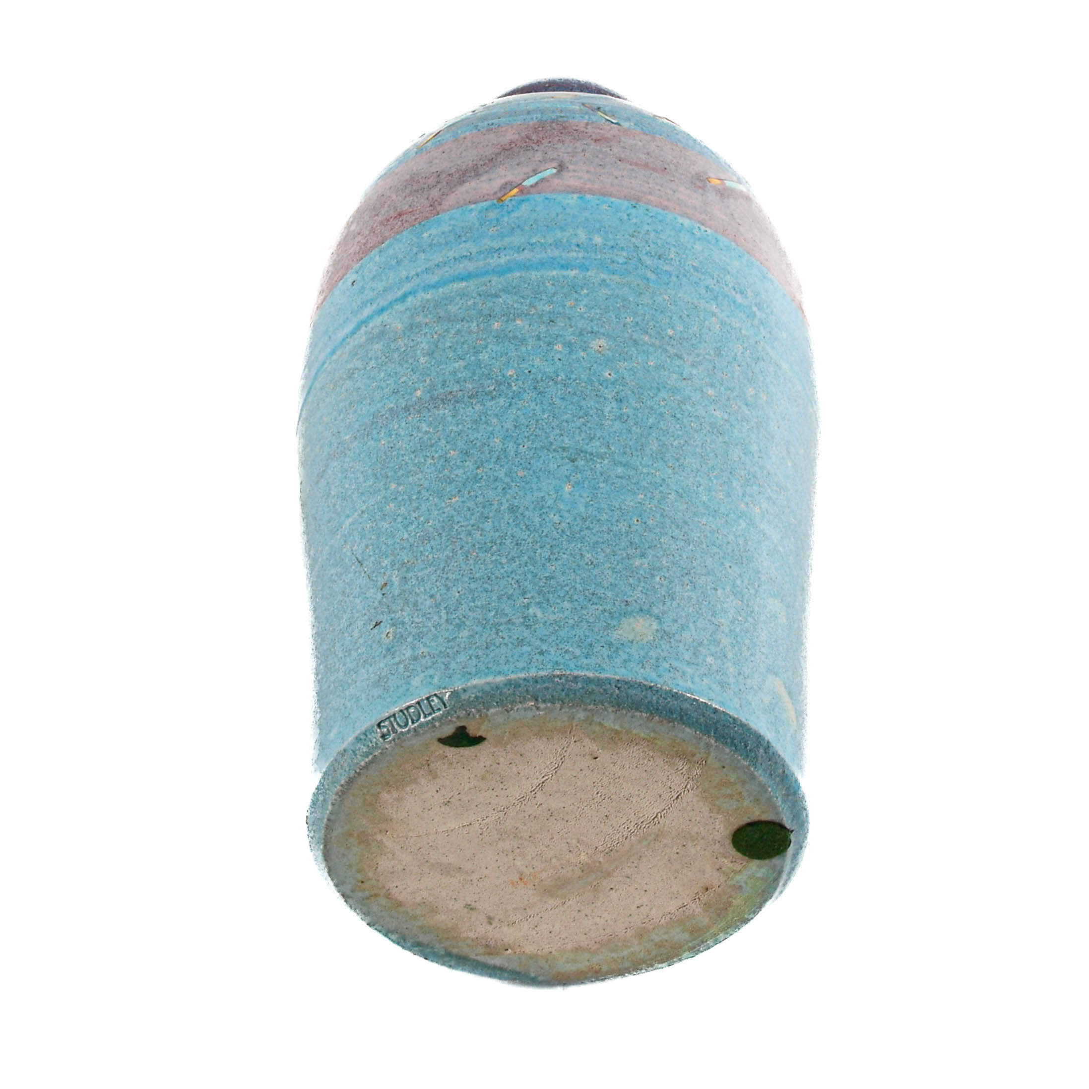 Signed Dick Studley Light Blue Glazed Pottery Vase-6