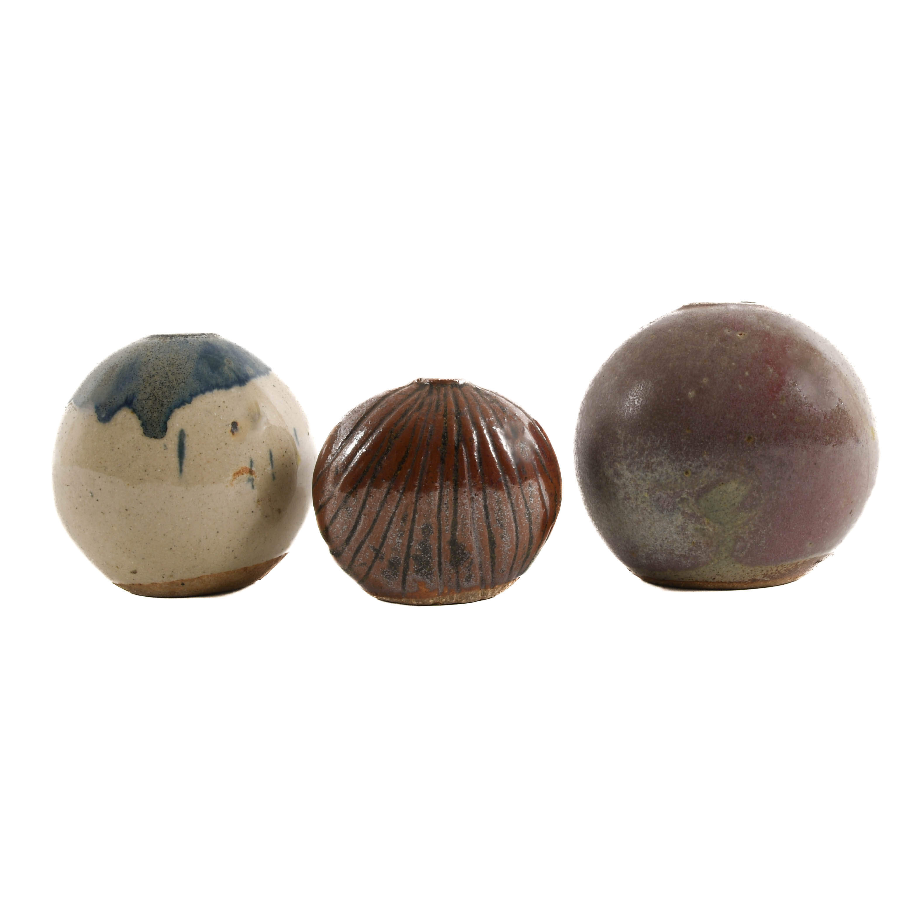 Grouping of Three Studio Pottery Miniature Bud Vases-4