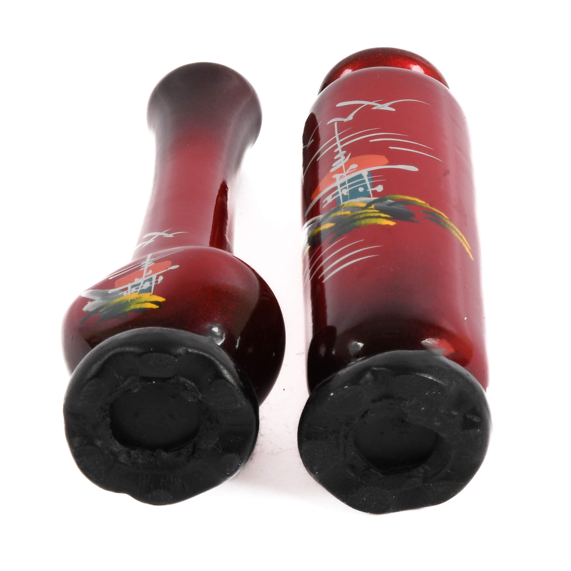 Set of Two Japanese Red Lacquer Bud Vases-6