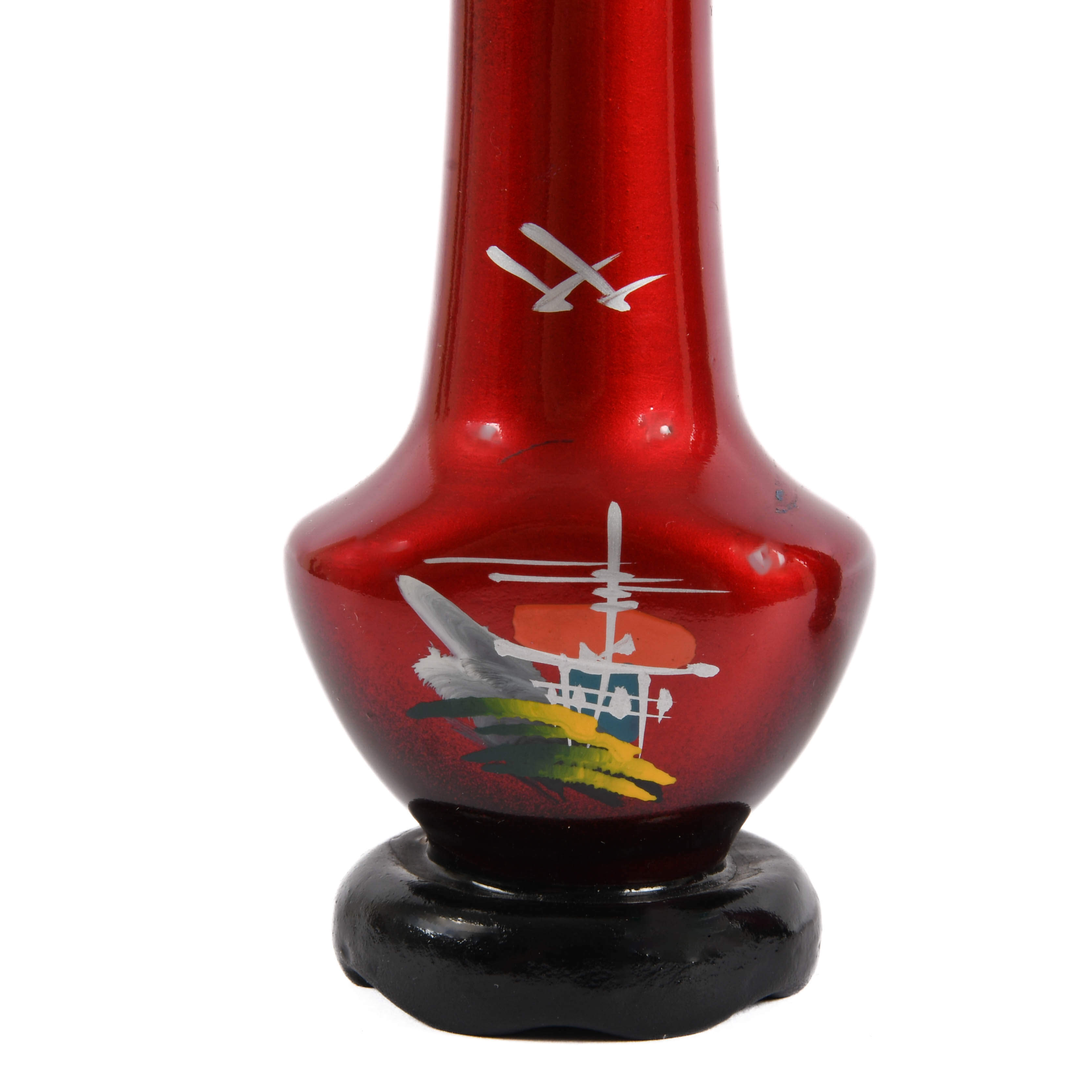 Set of Two Japanese Red Lacquer Bud Vases-4