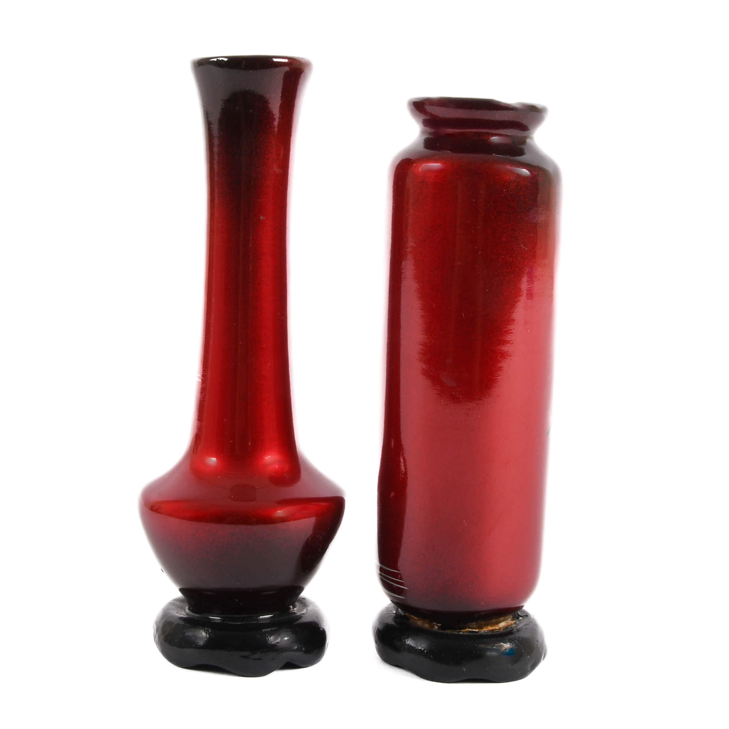 Set of Two Japanese Red Lacquer Bud Vases-3