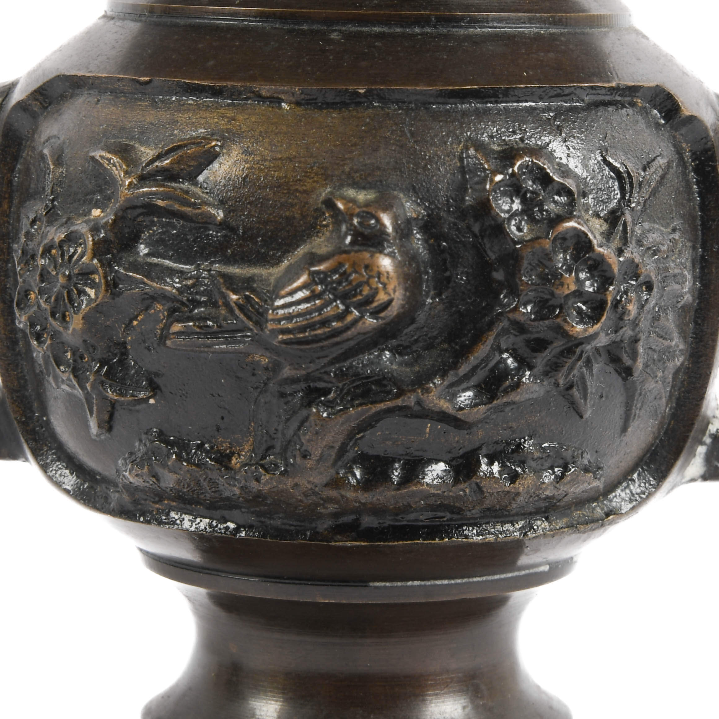 Pair of Miniature Bronze Japanese Altar Vases-5