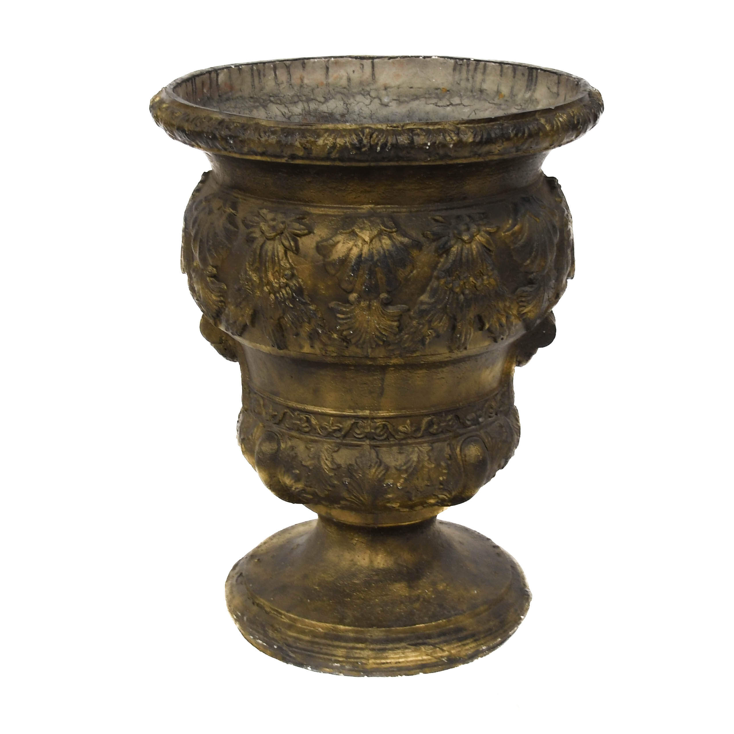 Ornamental Gilt Urn with Classical Faces and Acanthus Detail-4