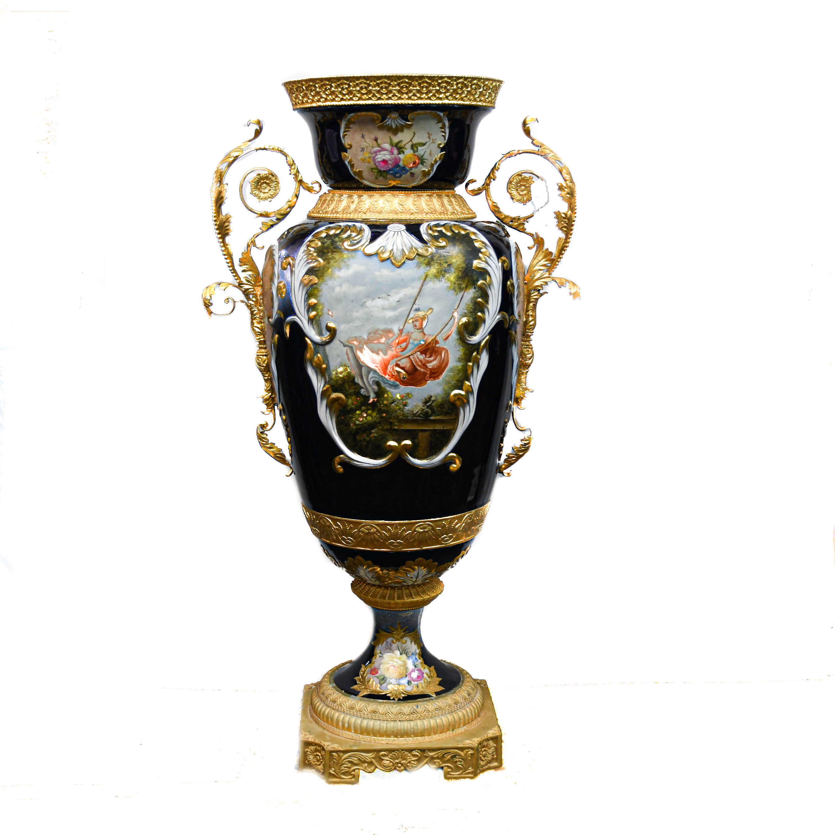 Antique Monumental Limoges Hand-Painted Vase-5