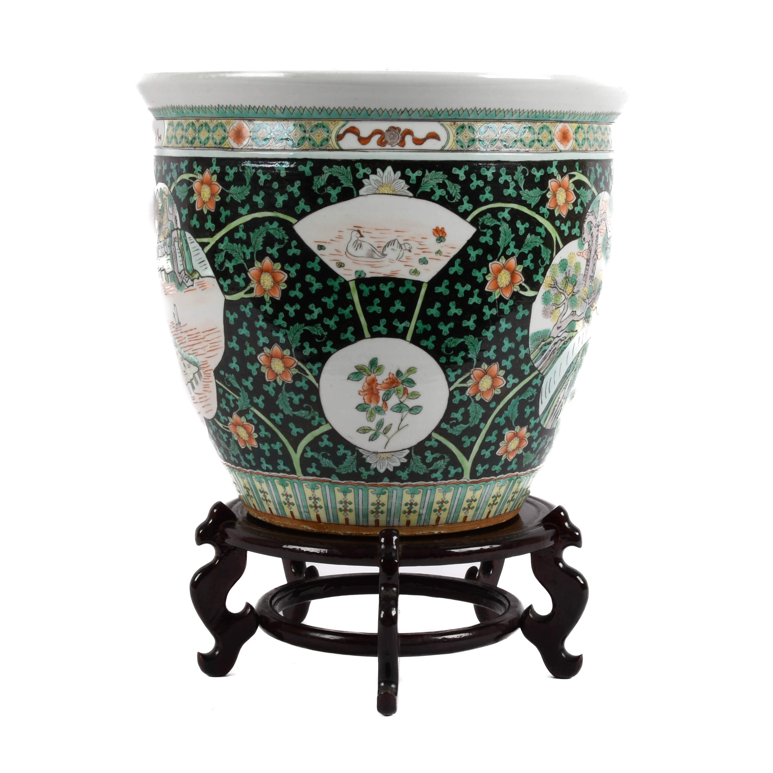 Chinese Famille Rose Porcelain Fishbowl Planter-3