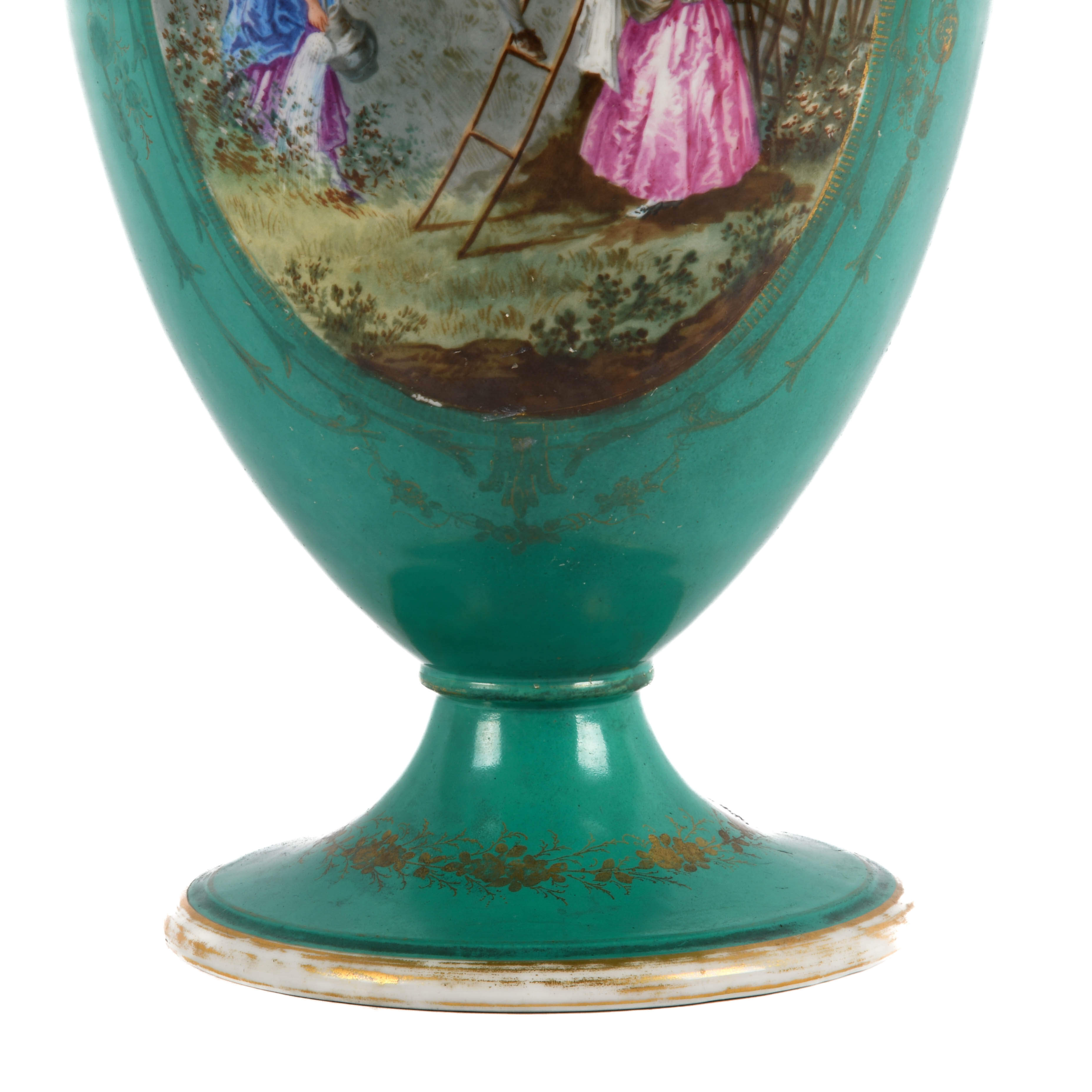Antique Oversized Sèvres Hand Painted Porcelain Vase-3