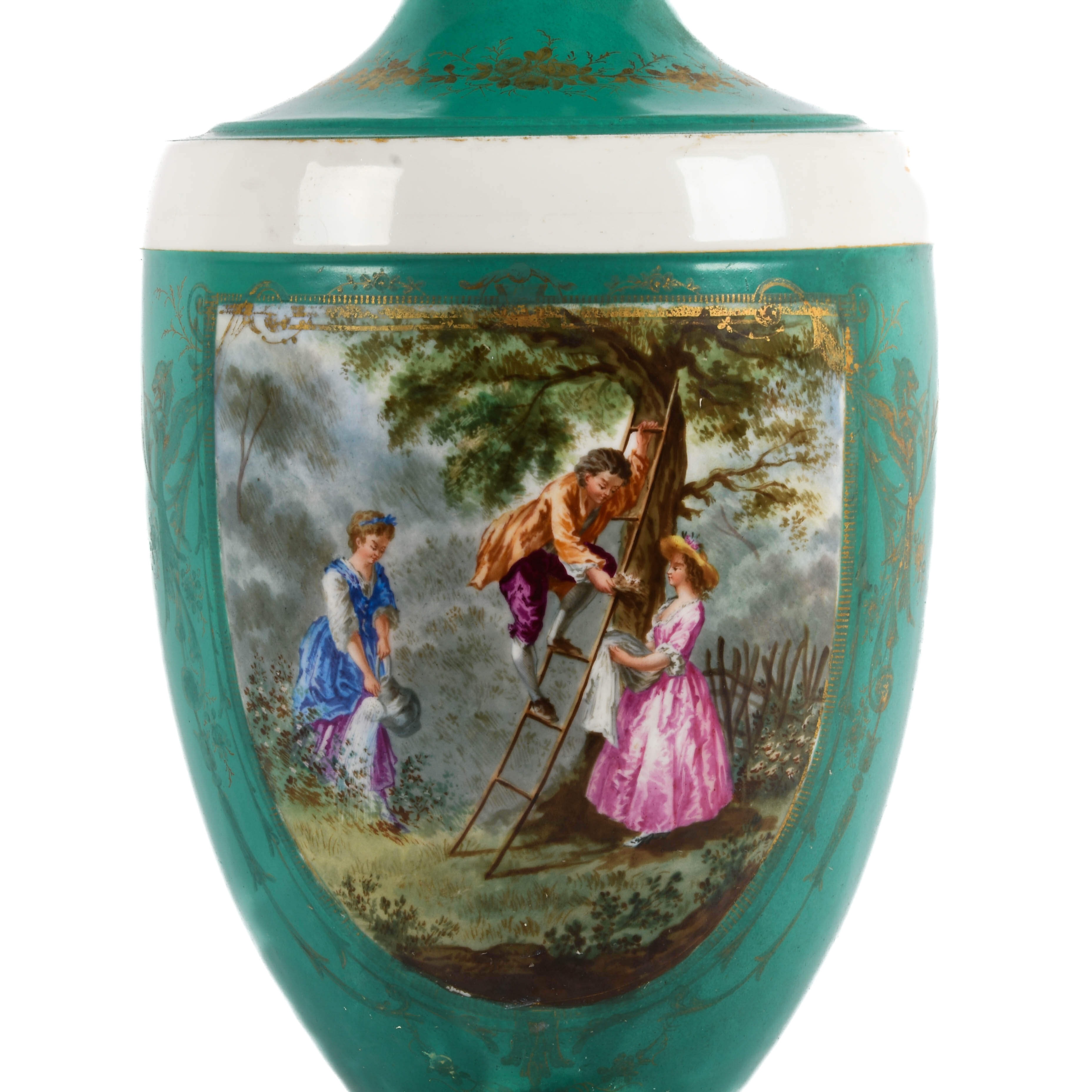 Antique Oversized Sèvres Hand Painted Porcelain Vase-2