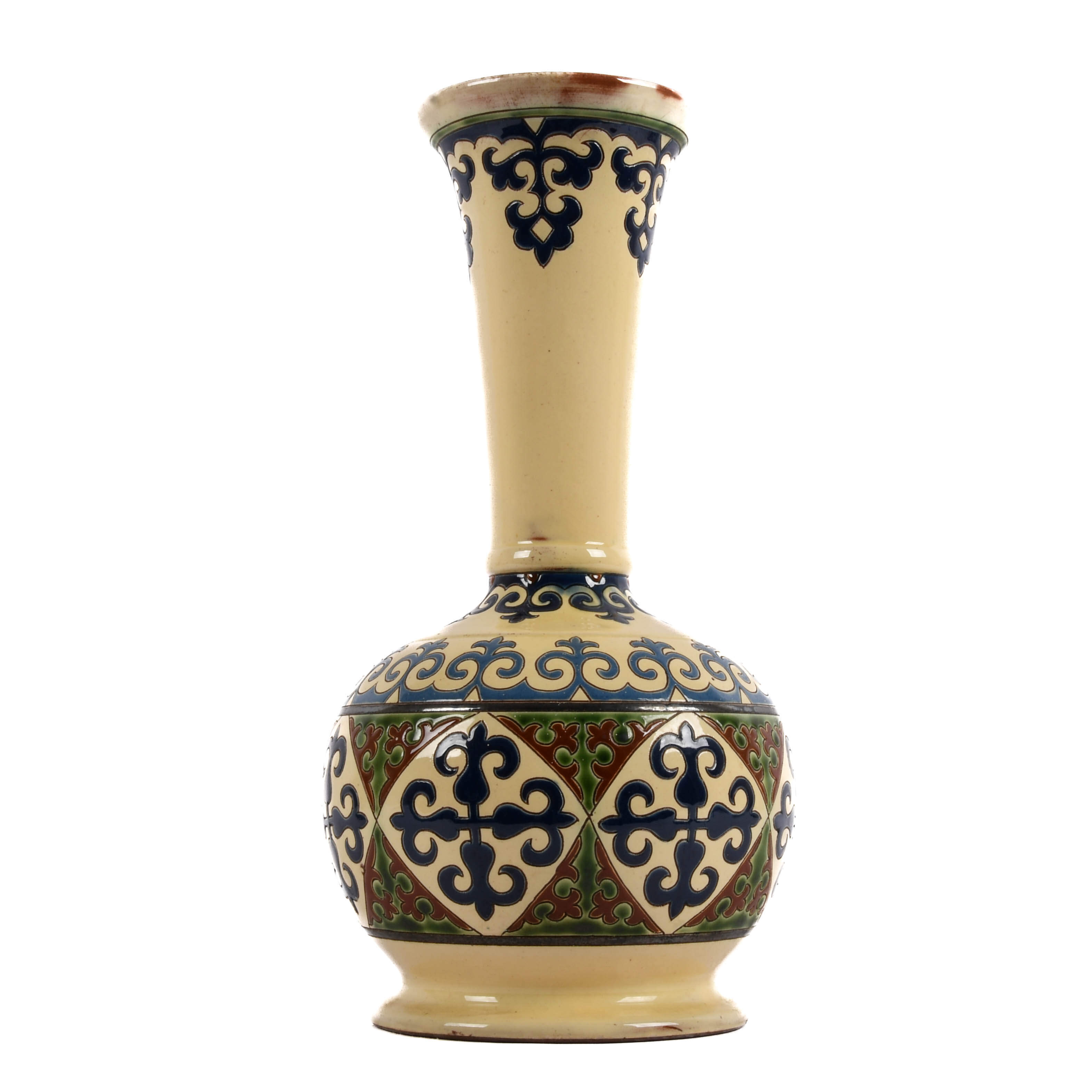 Majolica Bottle Neck Vase-5