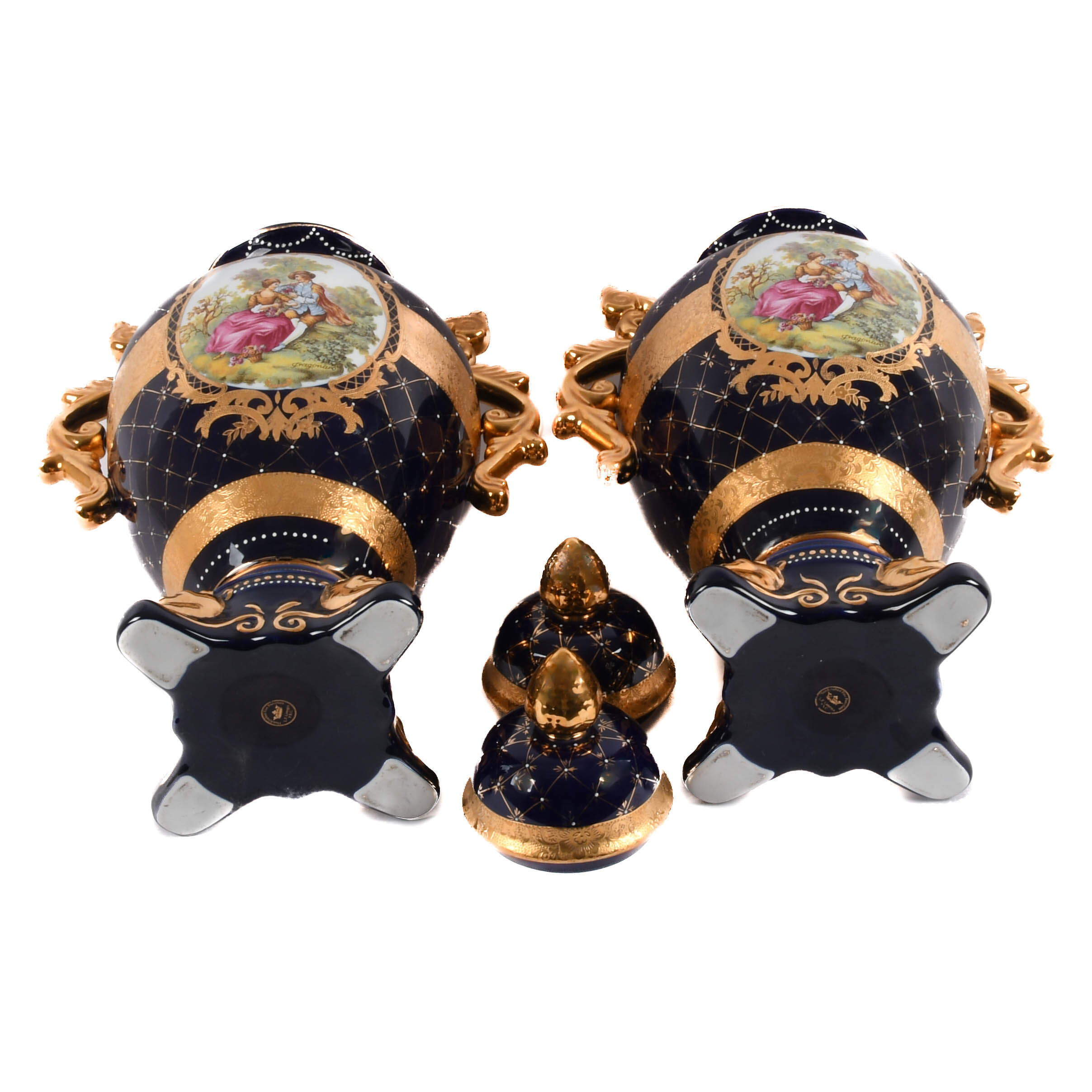Pair of Porcelain Limoges Urns and Lids-8