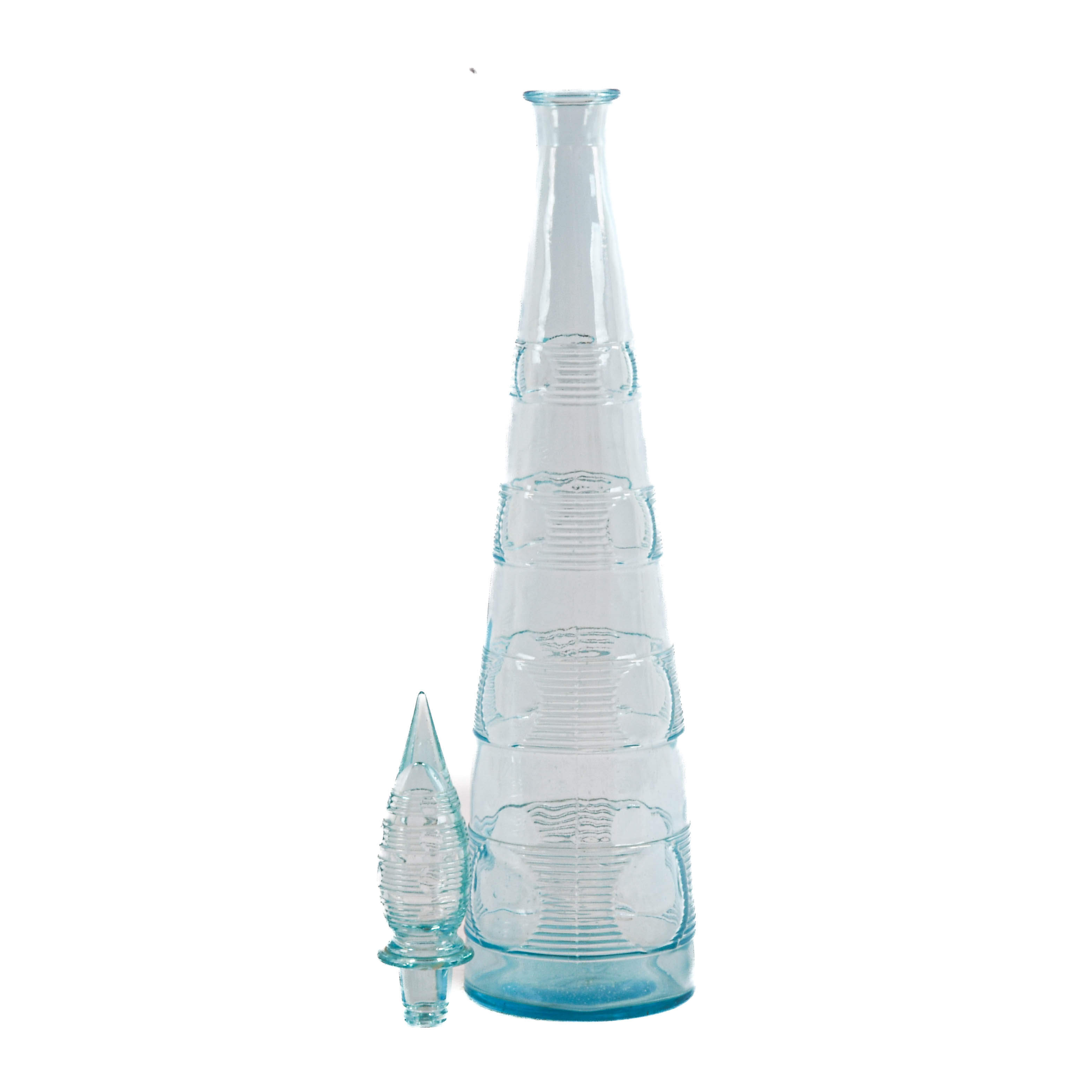 Large Mid-Century Modern Empoli Glass Genie Bottle-3
