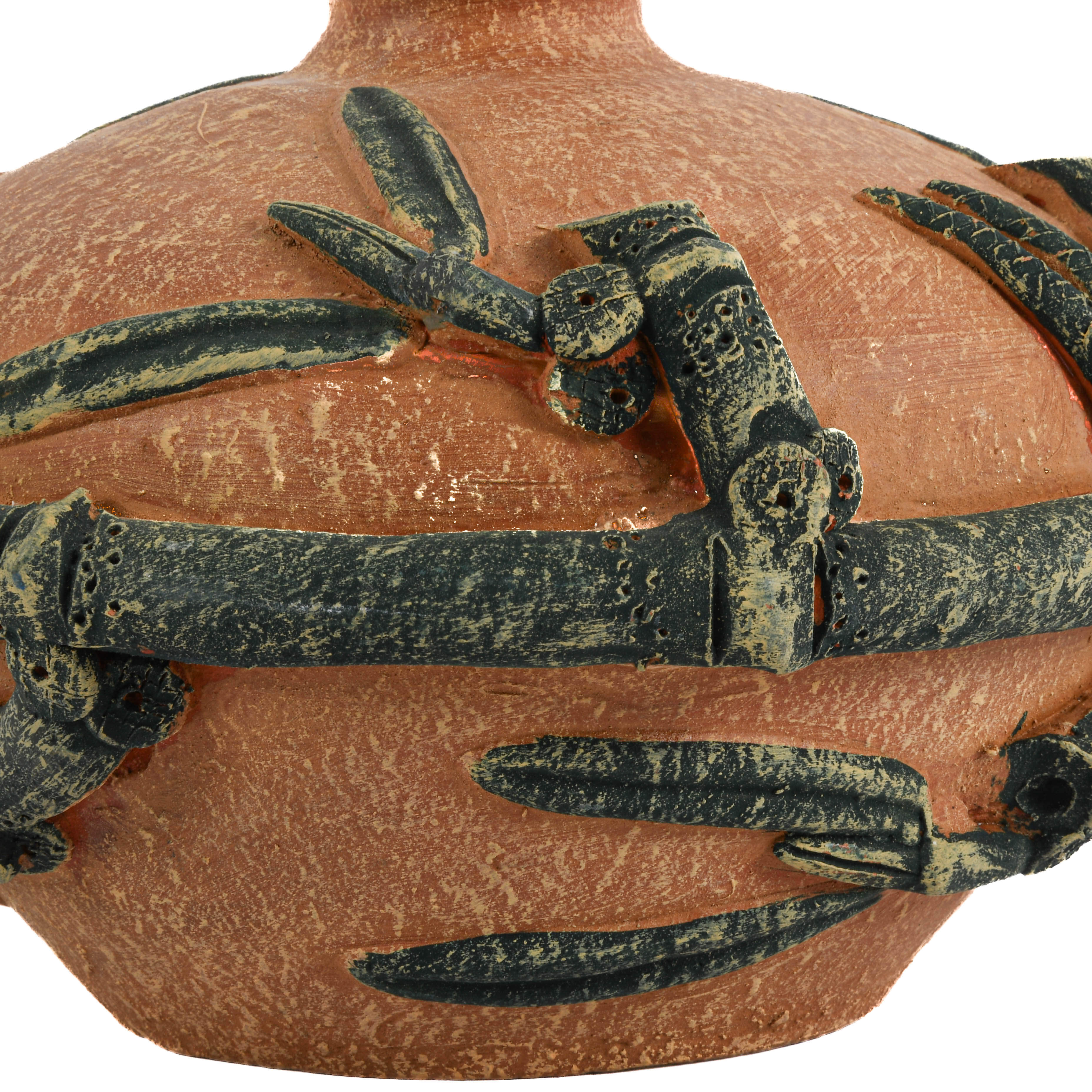 Tuscan Terracotta Vase with Raised Floral Relief Motif-2