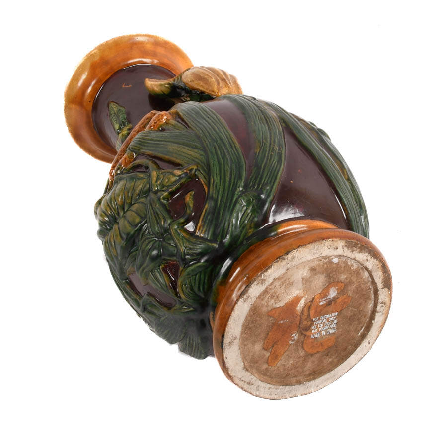 Majolica-Style Double Handle Vase-7