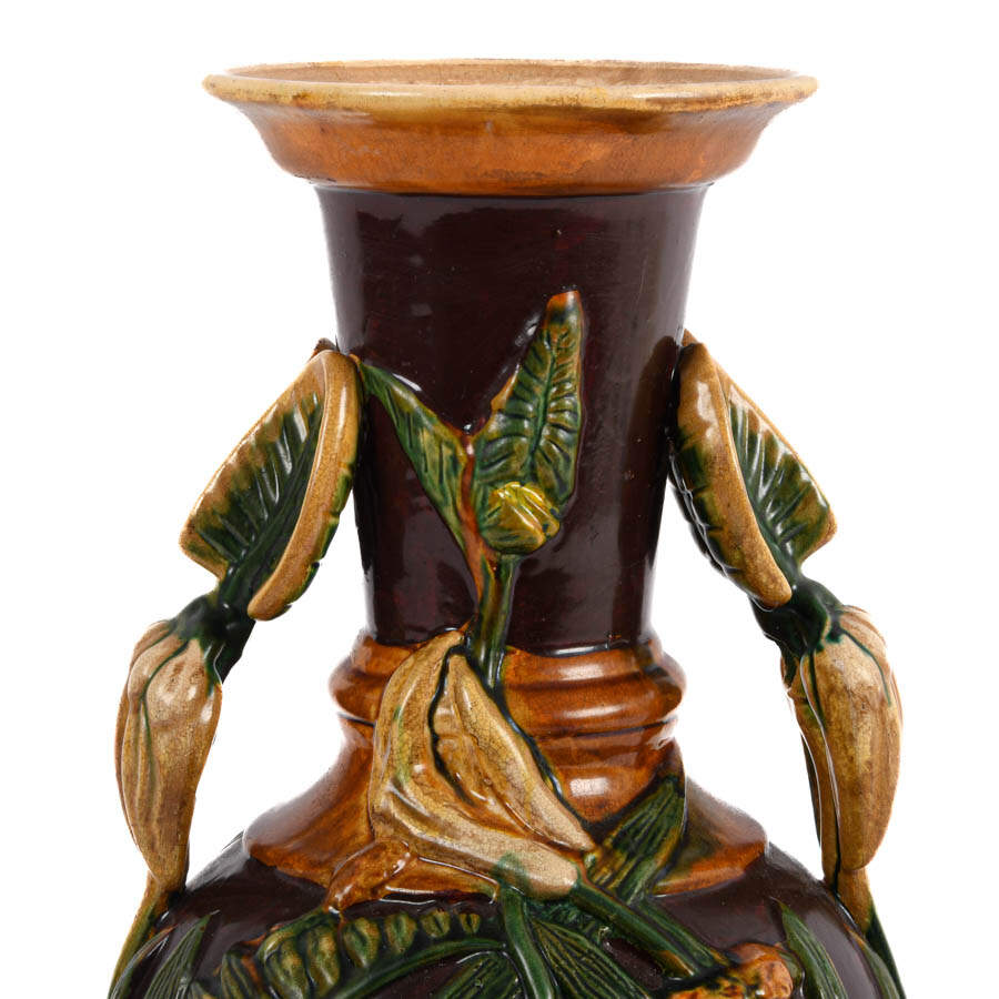 Majolica-Style Double Handle Vase-3