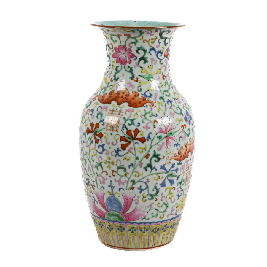 Antique Rose Famille Porcelain Vase-4