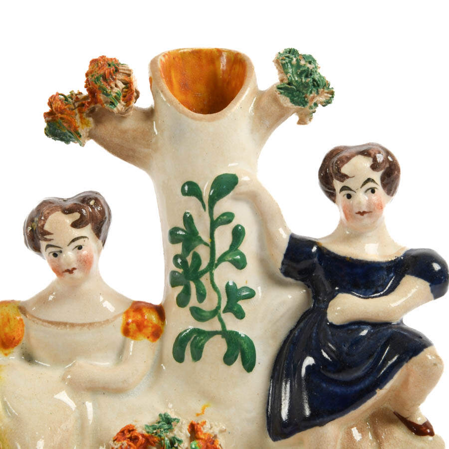 Antique Miniature Figural Staffordshire Spill Vase-6
