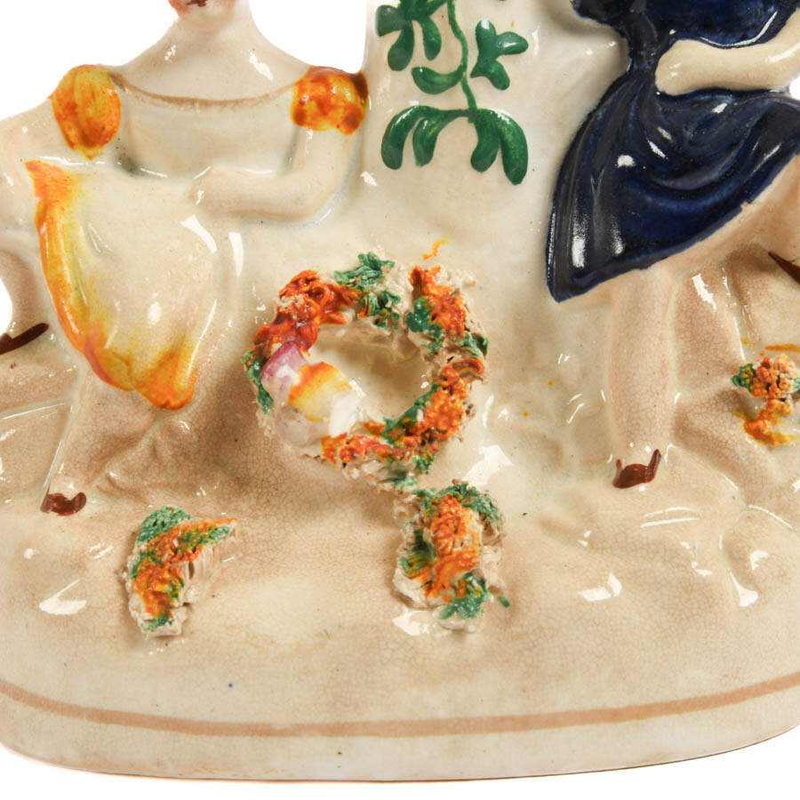 Antique Miniature Figural Staffordshire Spill Vase-5