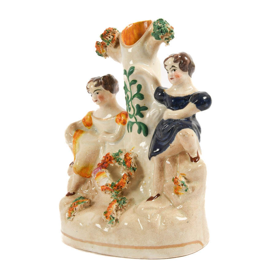 Antique Miniature Figural Staffordshire Spill Vase-2
