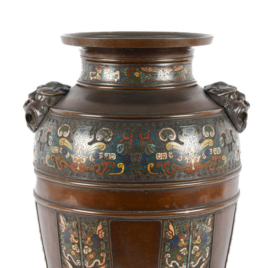 Large Bronze and Champlevé Floor Vase-2