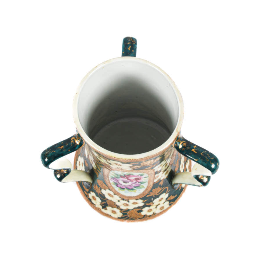 Oversized Victorian Hand-Painted Floral Loving Cup-5