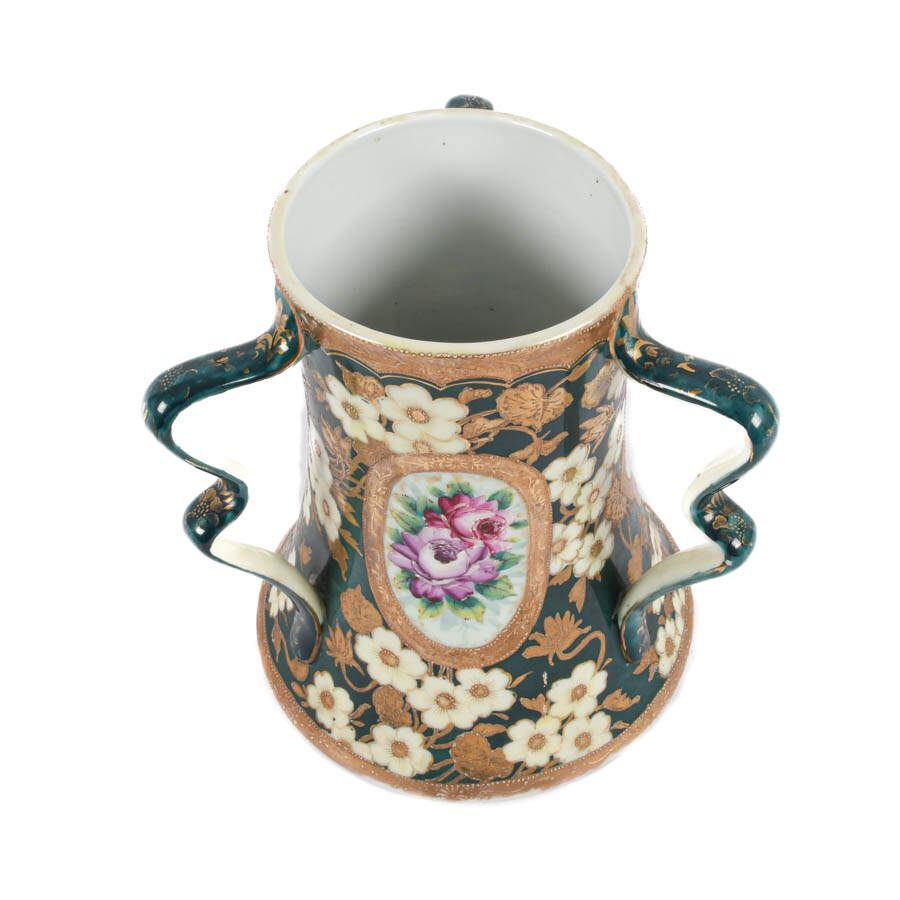 Oversized Victorian Hand-Painted Floral Loving Cup-3