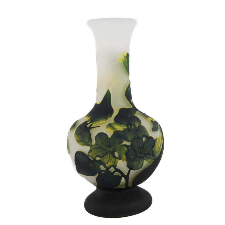 Acid Etched French Cameo Art Glass Vase Attributed Émile Gallé-4