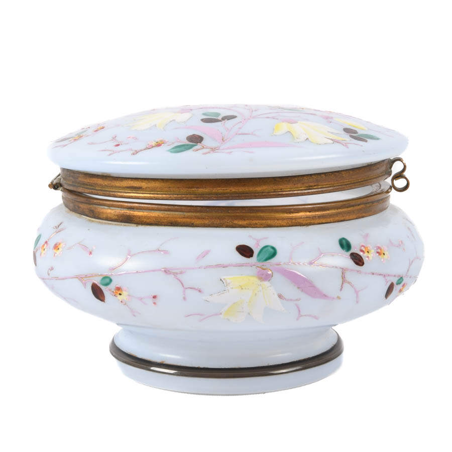 Art Nouveau Enamel Painted Cased Glass Dresser Jar-1