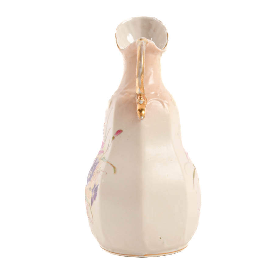 Floral Hand-Painted Porcelain Ewer with Shell Motif-3