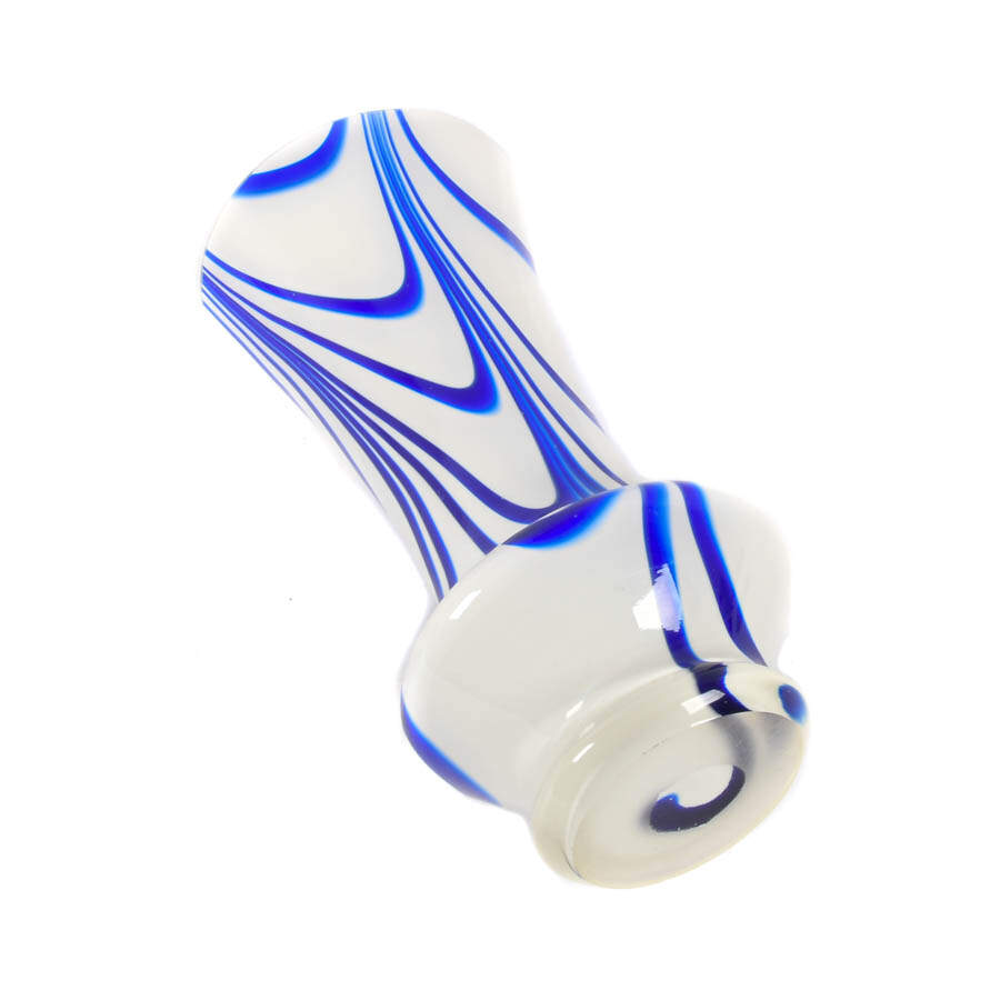 Hand-Blown Blue and White Swirl Art Glass Vase-6