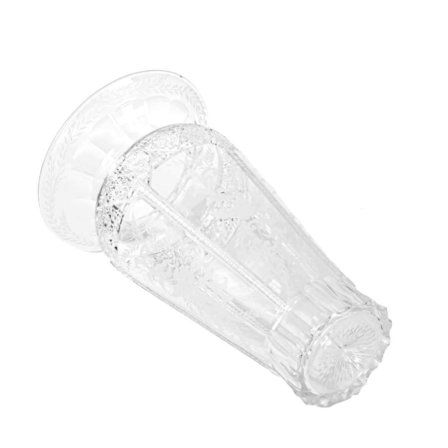 Antique Cut Crystal and Floral Etched Vase-5