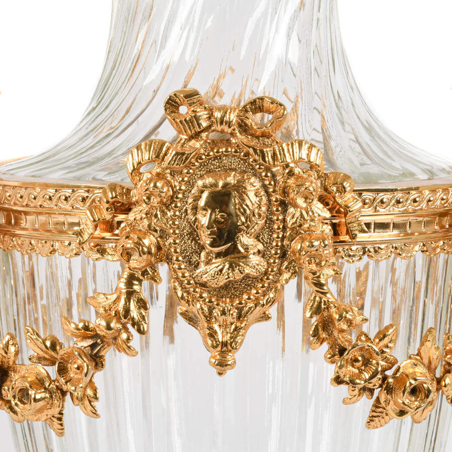 Matched Pair of Baccarat Gilt Bronze and Figural Urns-3