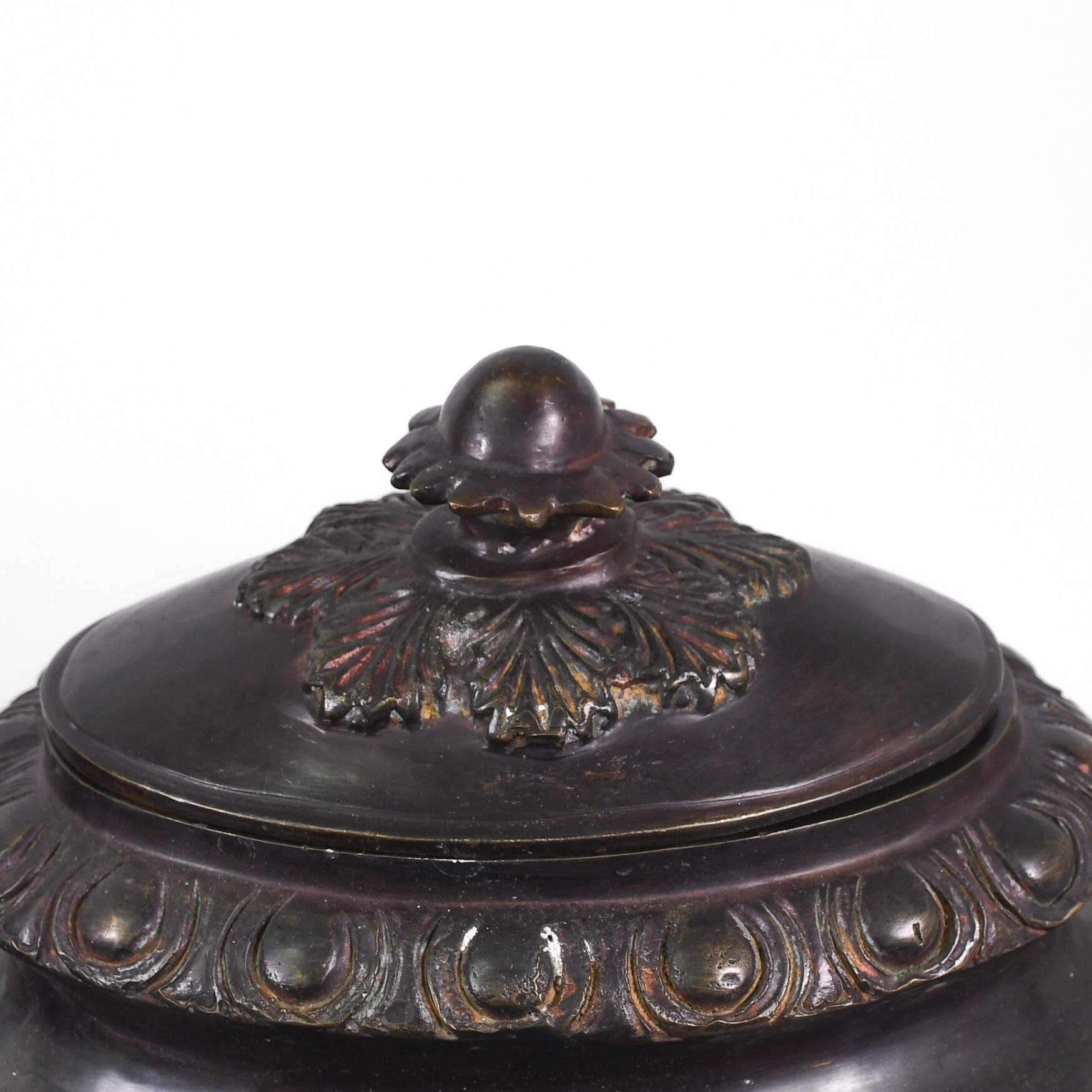 Pair of Bronze Maitland Smith Ram's Head Urns-8