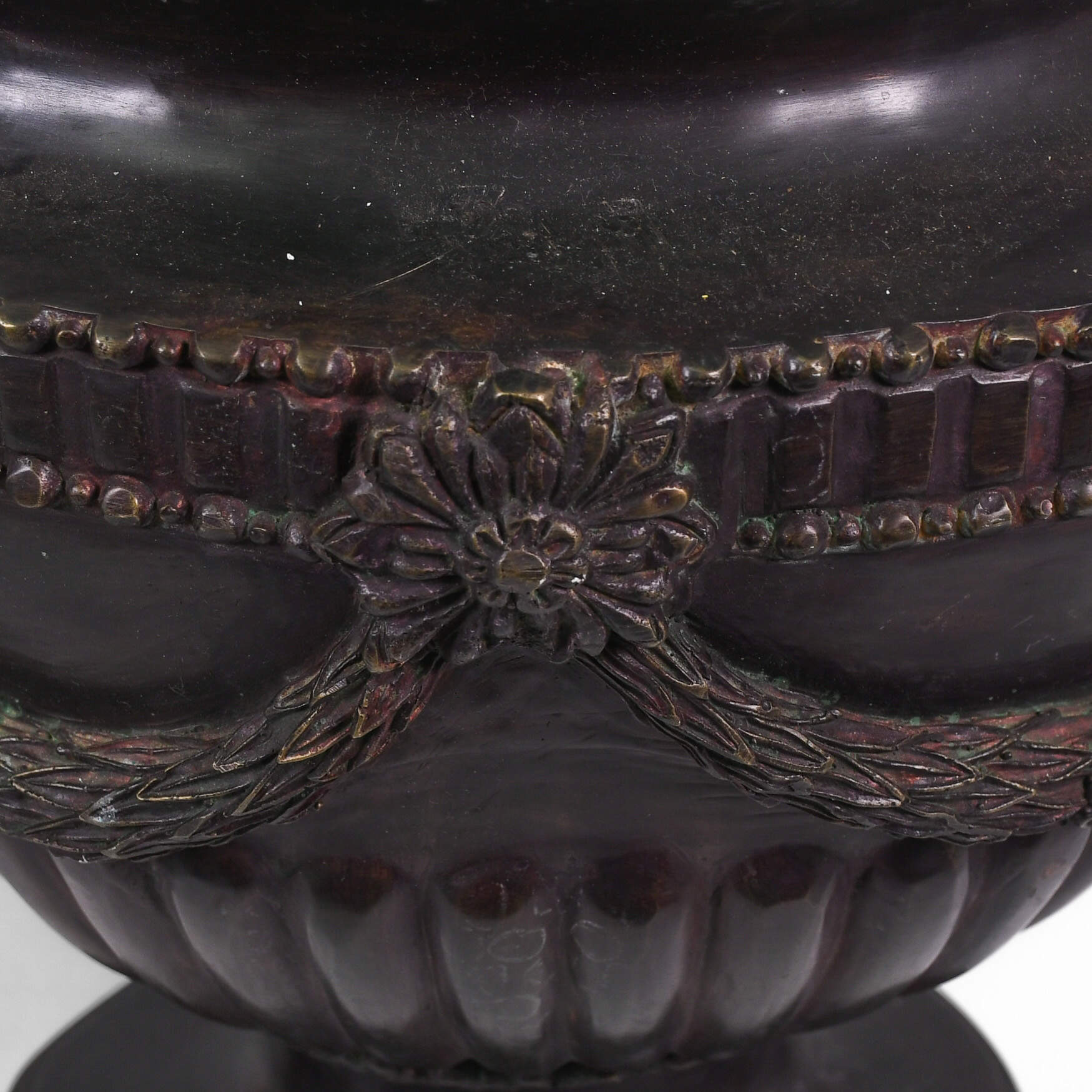 Pair of Bronze Maitland Smith Ram's Head Urns-6