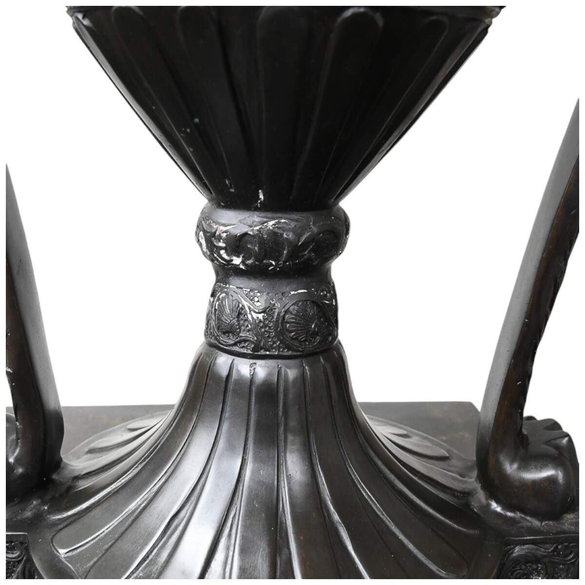 Tall Black Metal Urn with Pedestal-7