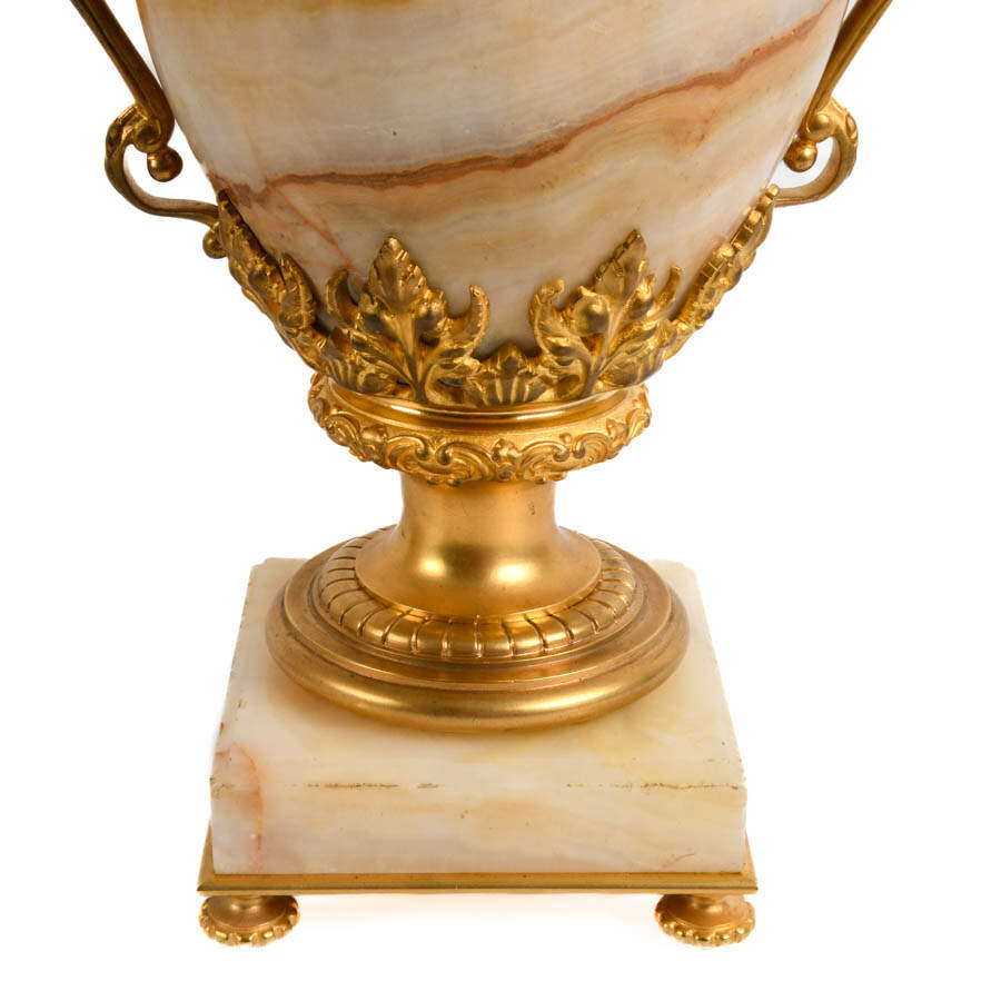 Antique Pair of French Ormolu Bronze and Onyx Cassolettes-7