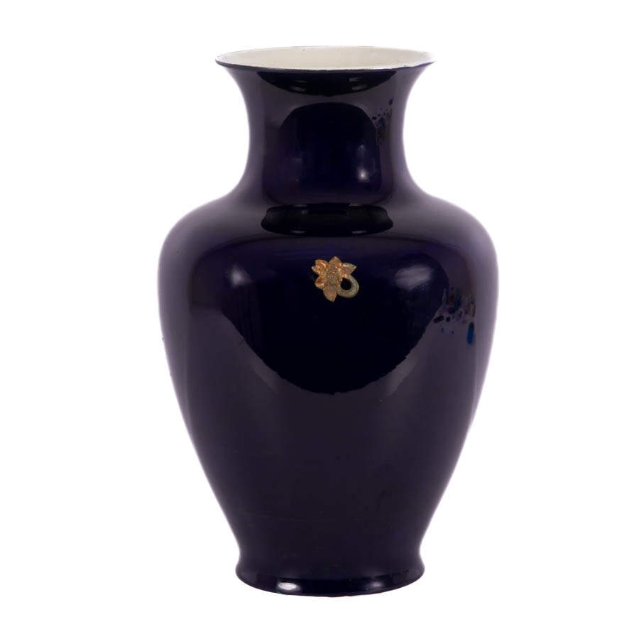 Oversized Cobalt and Gilt Handle Mount Vase-5