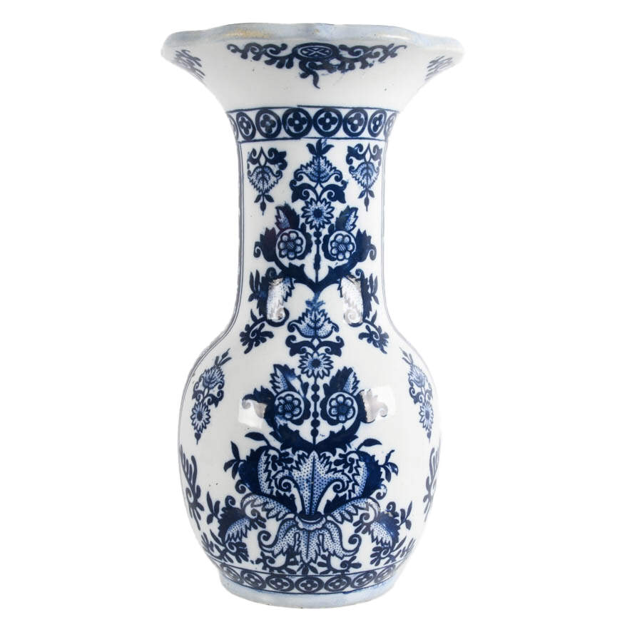 Chinoiserie-Style Blue and White Trumpet Vase-3