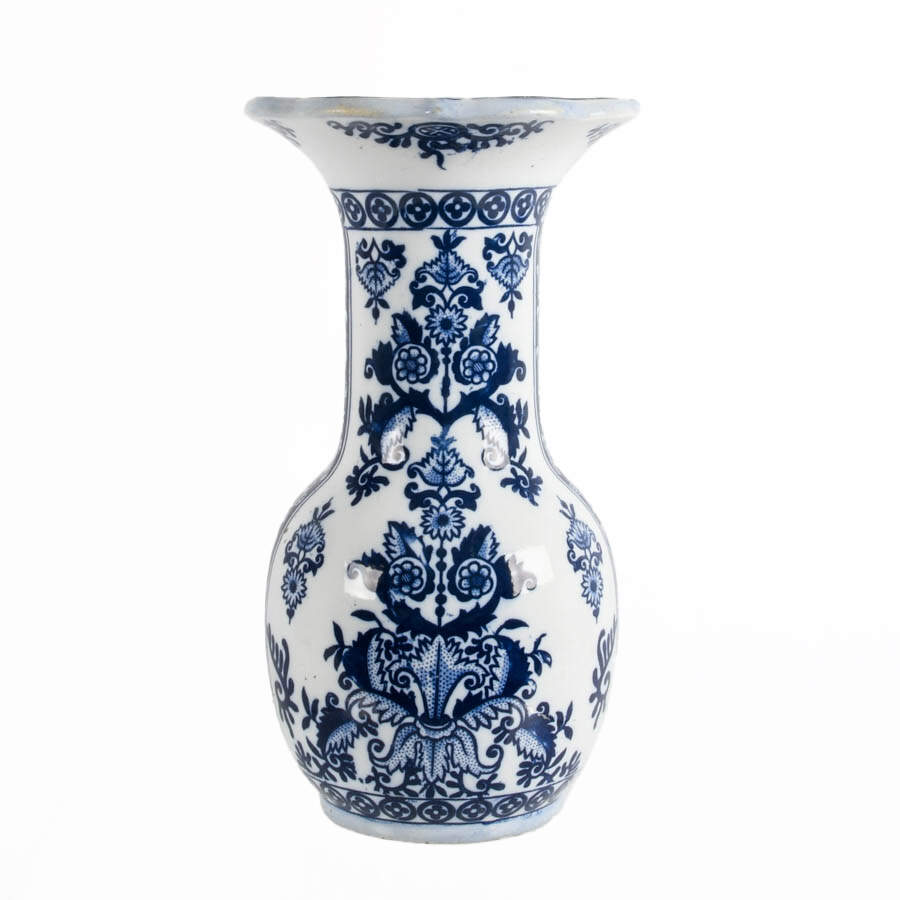 Chinoiserie-Style Blue and White Trumpet Vase-1