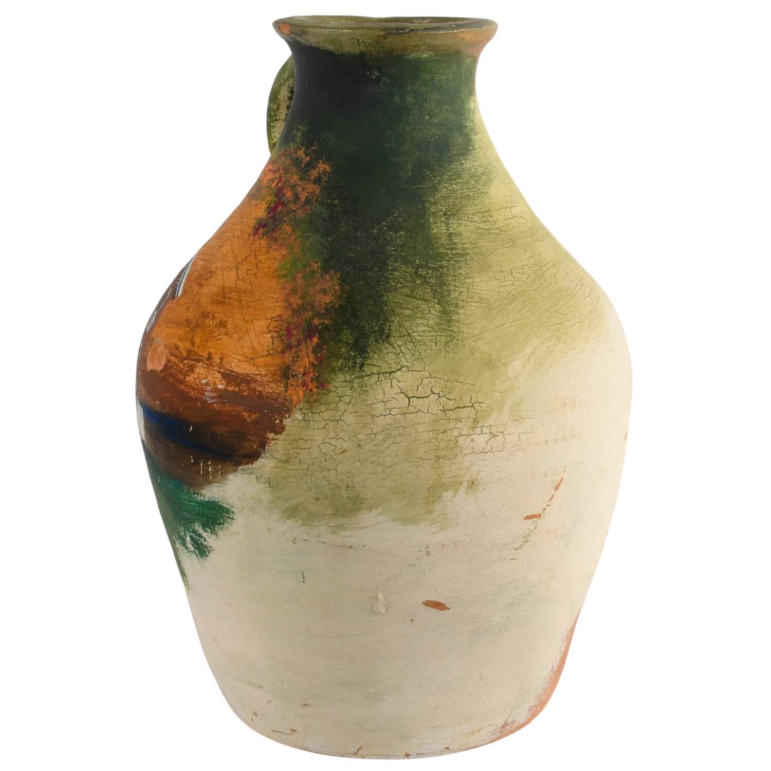 Antique Artist Signed Decorated Terracotta Farmhouse Jug-4