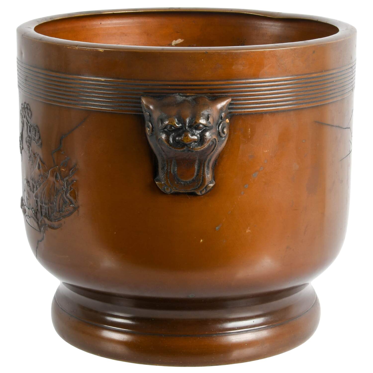 Mid-Century Bronze Asian Jardinière-4