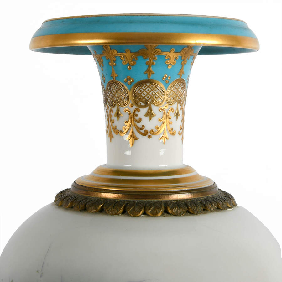 Antique Pair of French Sèvres-Style Ormolu Mounted Vases-4
