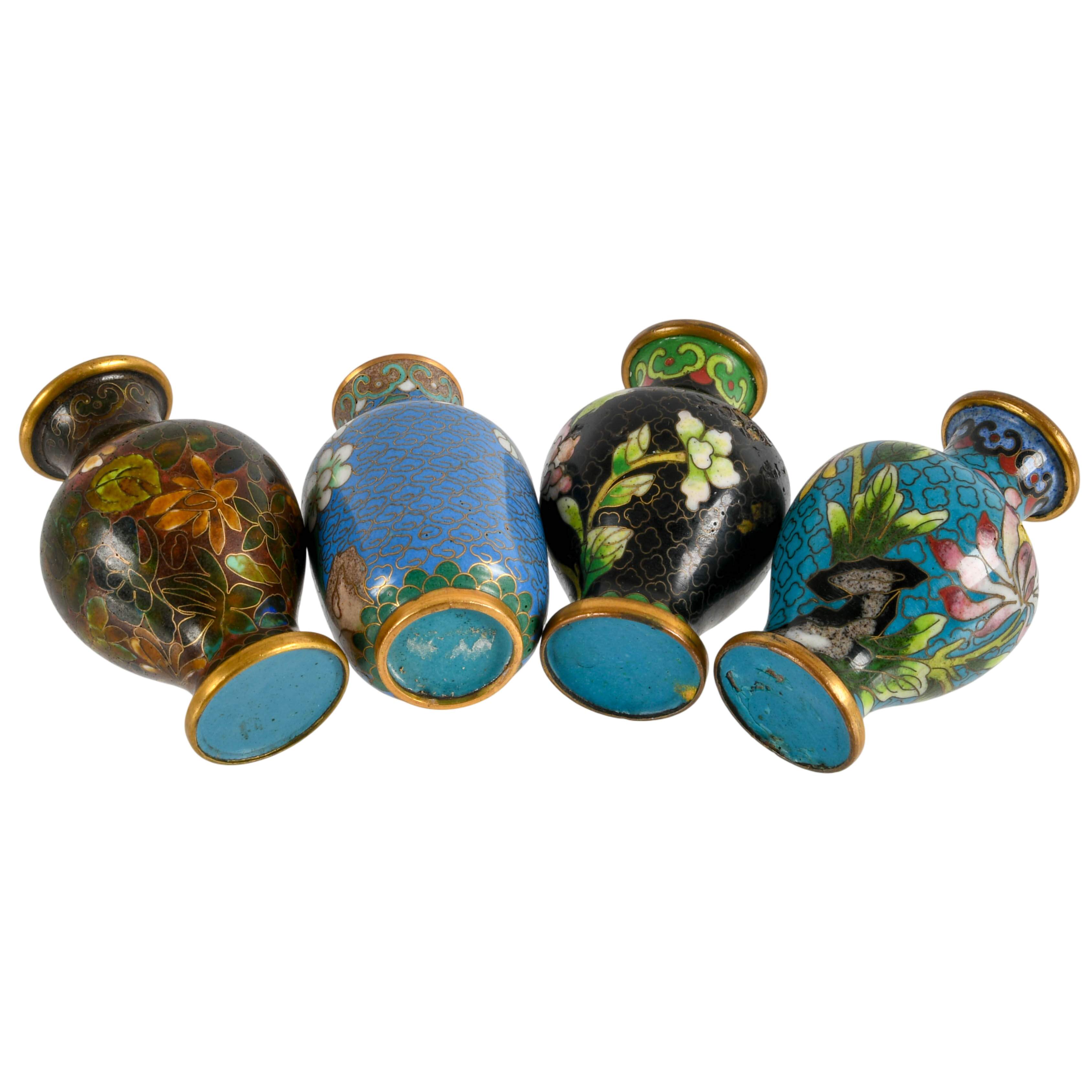 Grouping of Four Cloisonné Miniature Bud Vases-5