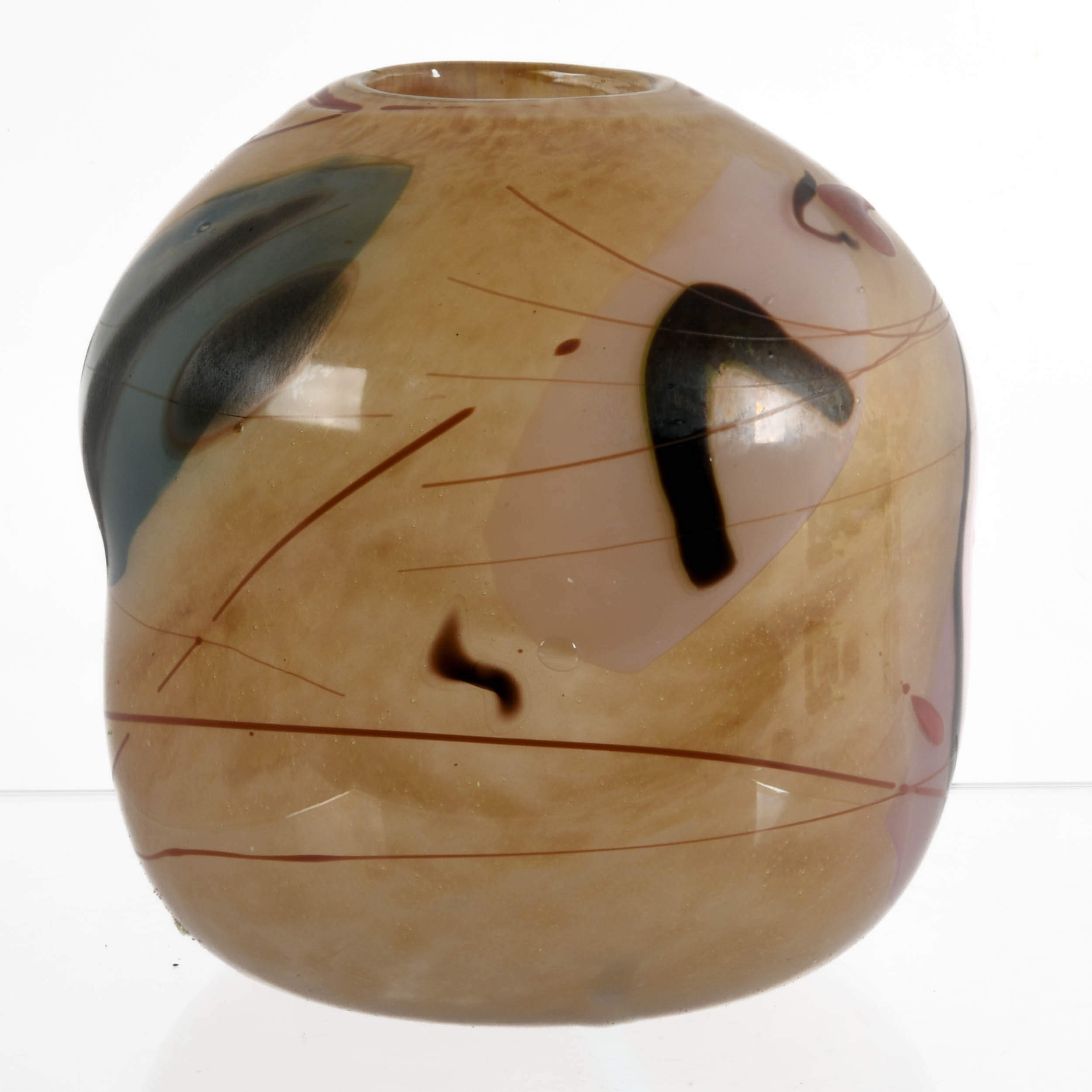 Barrel-Shaped Autumnal Art Glass Vase-4