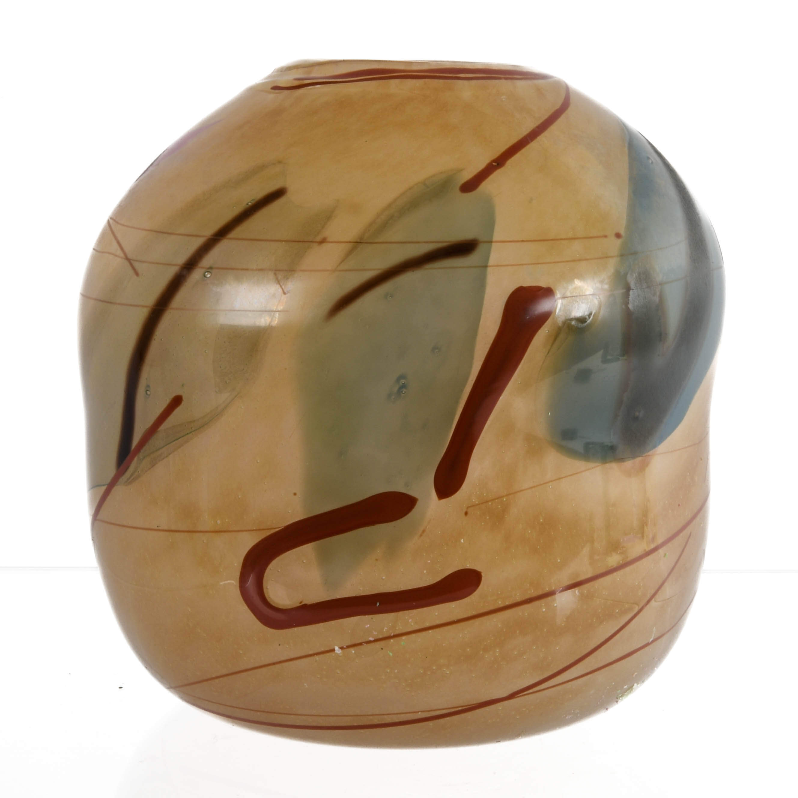 Barrel-Shaped Autumnal Art Glass Vase-3