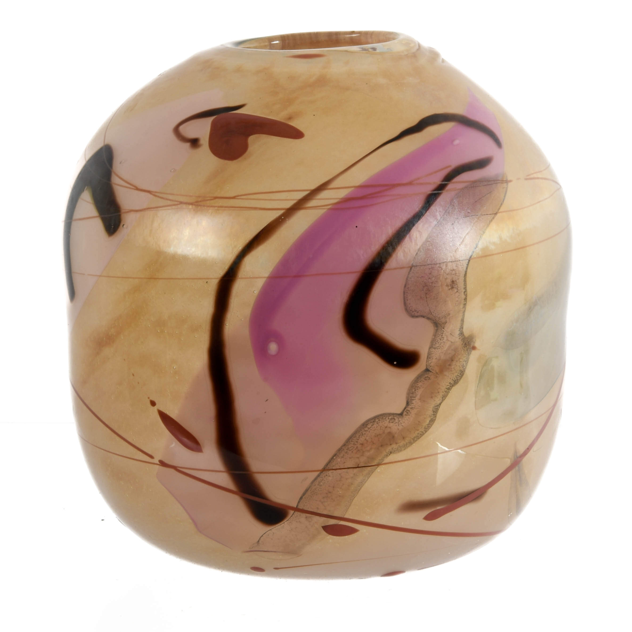Barrel-Shaped Autumnal Art Glass Vase-1