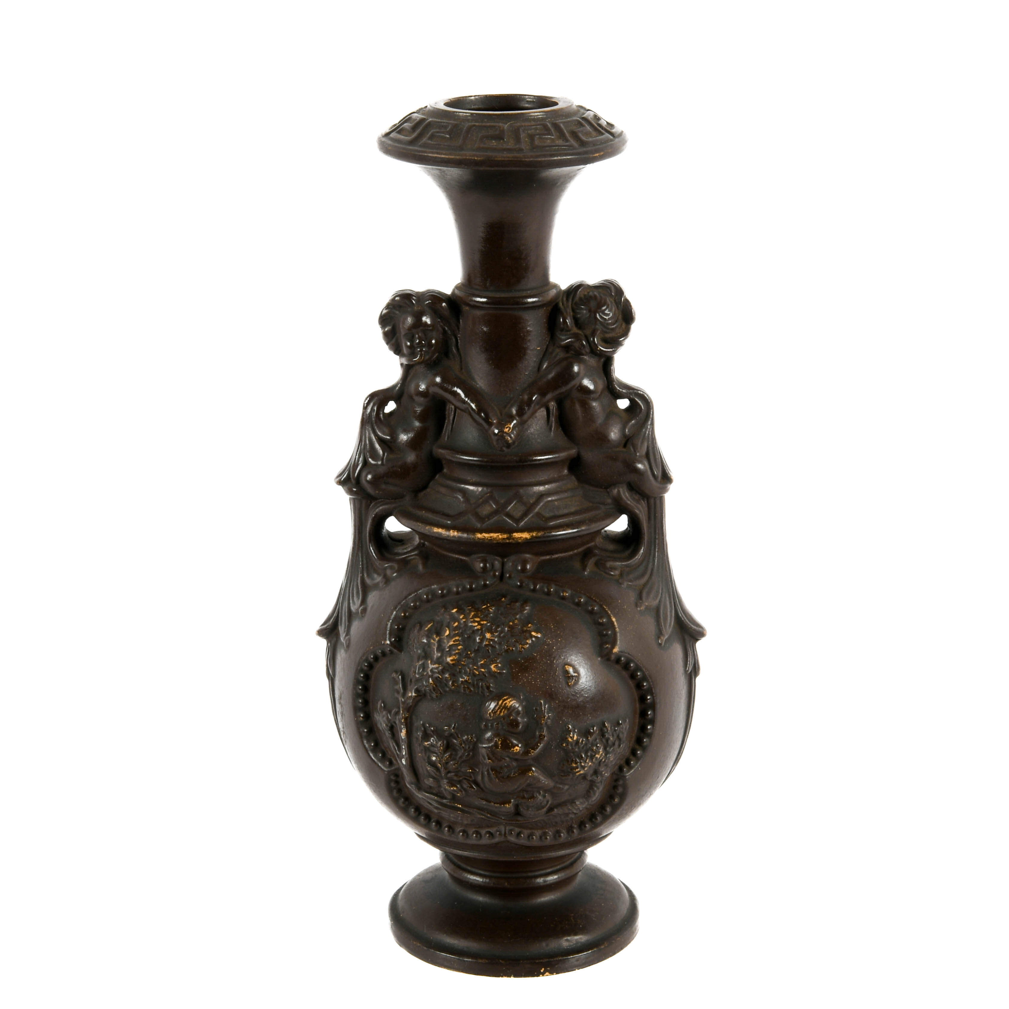 Antique Matte Brown Wilhelm Schiller & Sons Majolica Vase-6