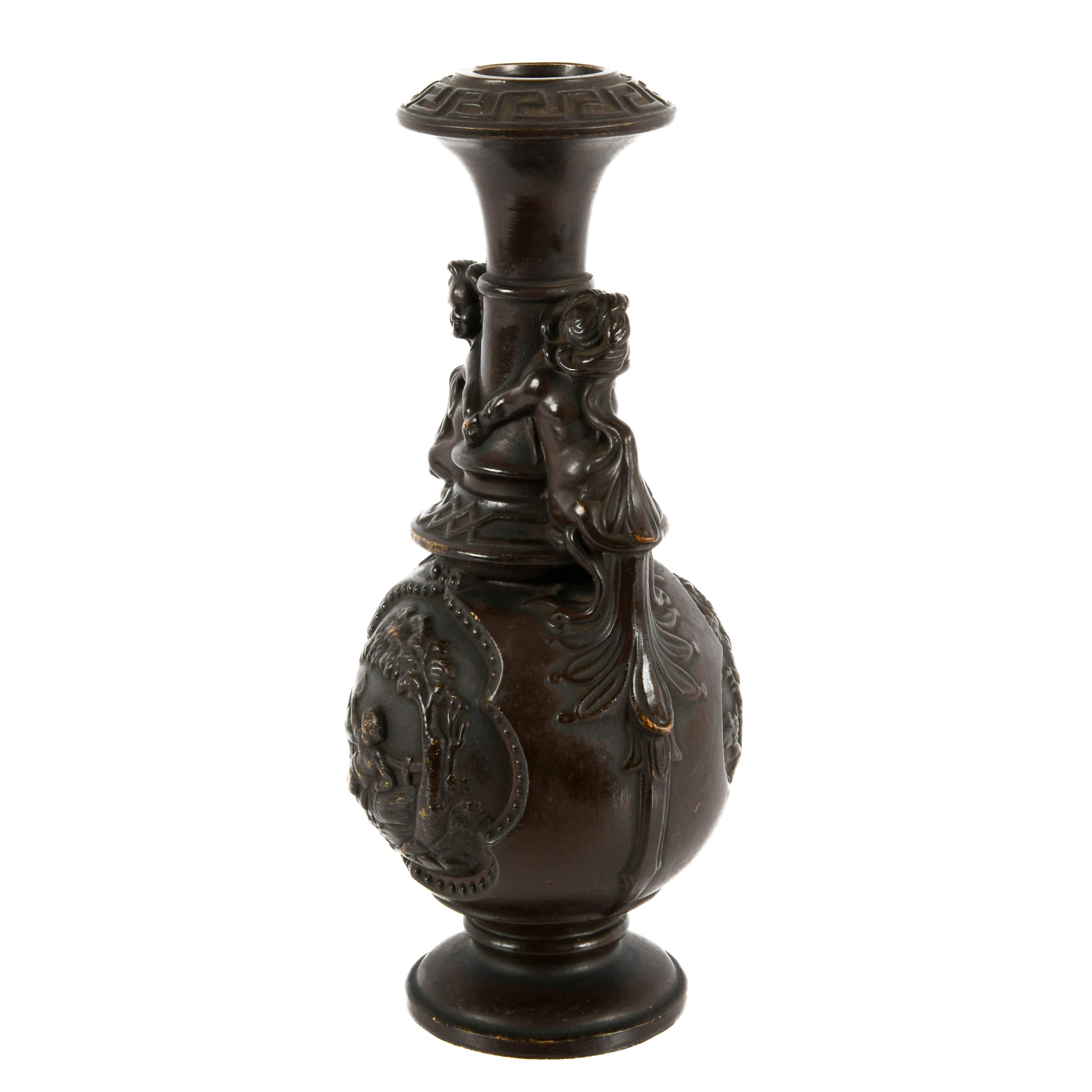 Antique Matte Brown Wilhelm Schiller & Sons Majolica Vase-4