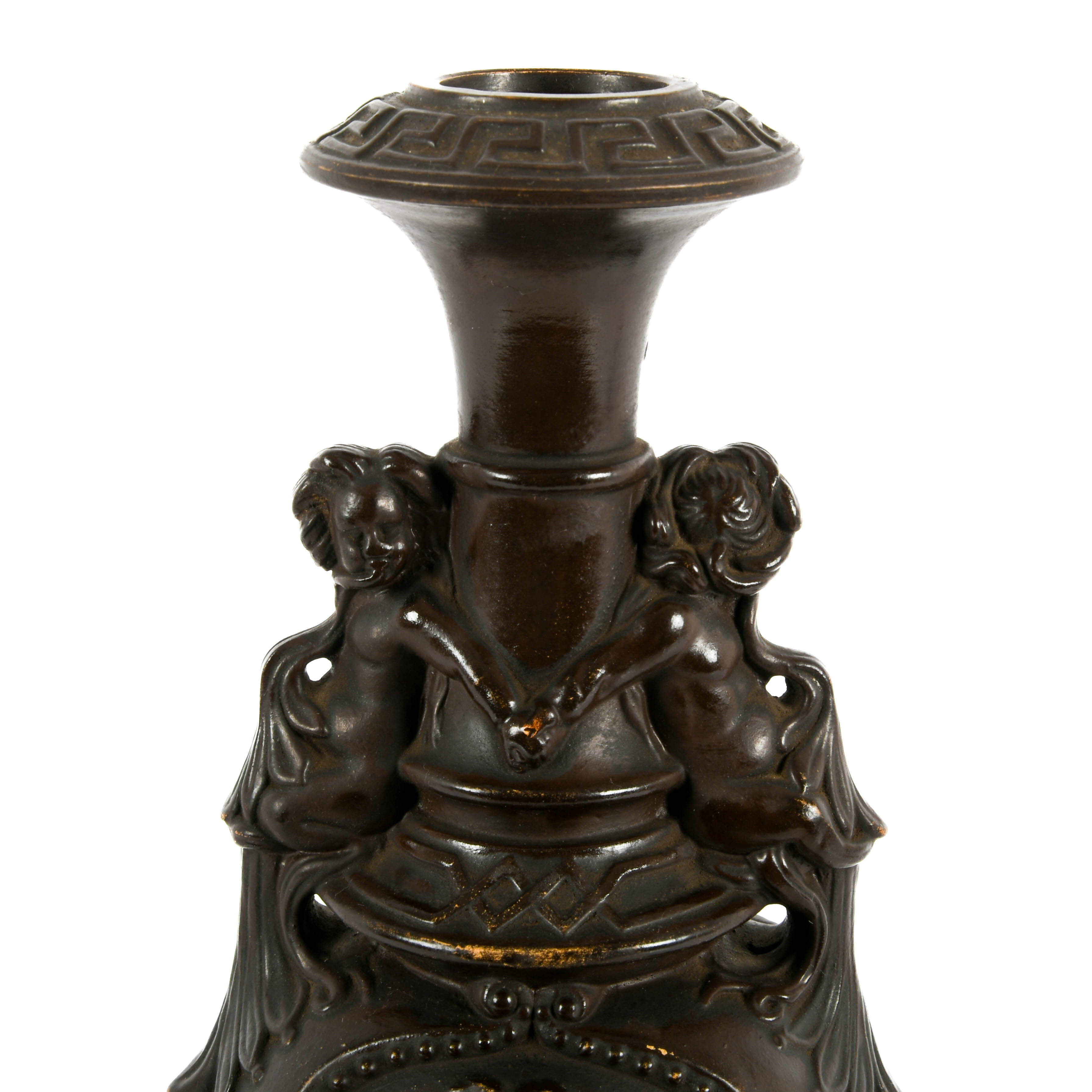 Antique Matte Brown Wilhelm Schiller & Sons Majolica Vase-2